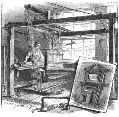 El tezgahında bir Spitalfields ipek dokumacısı, 1884 by Unbekannt