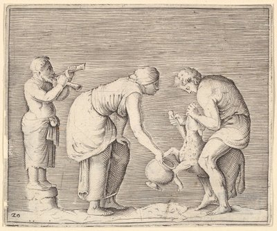 Bir Koyundan Kan Toplayan Kadın, yayınlanmış ca. 1599-1622. by Unbekannt