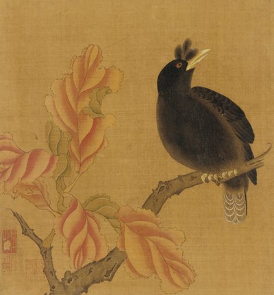Dalda bir kara kuş, sonbahar yaprakları, Qing hanedanı, 18. yüzyıl. by Unbekannt
