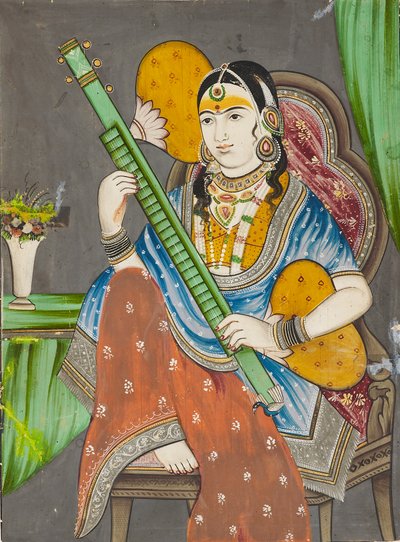 Vina oynayan bir bayan, 19. yüzyıl by Unbekannt