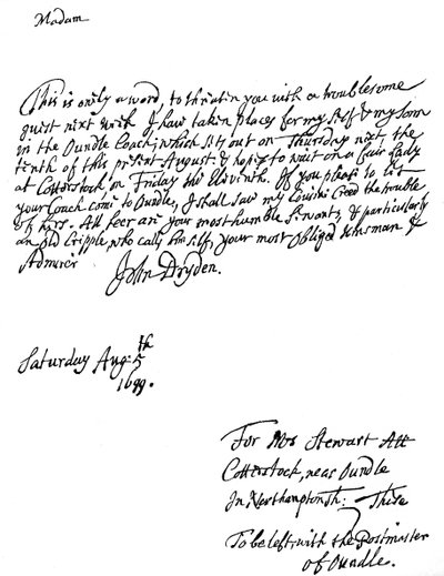 John Dryden tarafından yazılmış bir mektup 1631-12700, İngiliz şair, 1699 1840 by Unbekannt