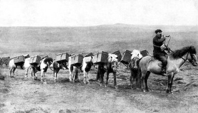 İzlanda ovalarını geçen bir posta karavanı, İzlanda, 1922 by Unbekannt