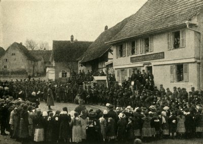 Alsace'deki bir köy Fransız birlikleri tarafından işgal edildi, Birinci Dünya Savaşı, c1915, c1920. by Unbekannt