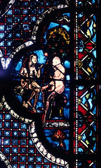 Adem ve Havva, vitray, Chartres Katedrali, Fransa, 1205-1215 by Unbekannt
