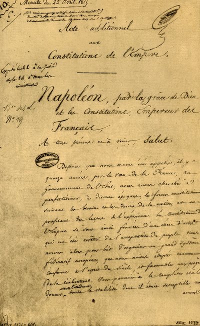 İmparatorluğun anayasalarına ek kanun, 22 Nisan 1815, 1921. by Unbekannt