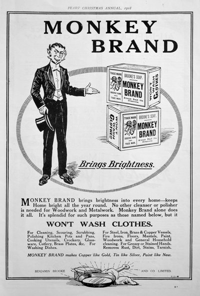 Brookes Monkey Brand sabun reklamı, 1918 by Unbekannt