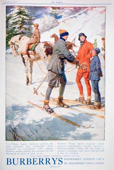 Burberry kış sporları elbisesi reklamı, 1925 by Unbekannt