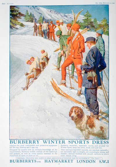 Burberry kış sporları elbisesi reklamı, 1928 by Unbekannt