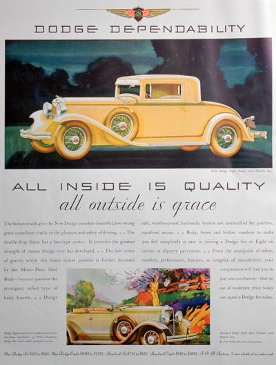 Dodge arabaları için reklam, 1931 by Unbekannt