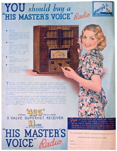 Masters Voice radyoları için reklam, 1936 by Unbekannt