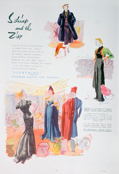Yıldırım renkli plastik fermuarlar için ICI reklamı, 1937 by Unbekannt