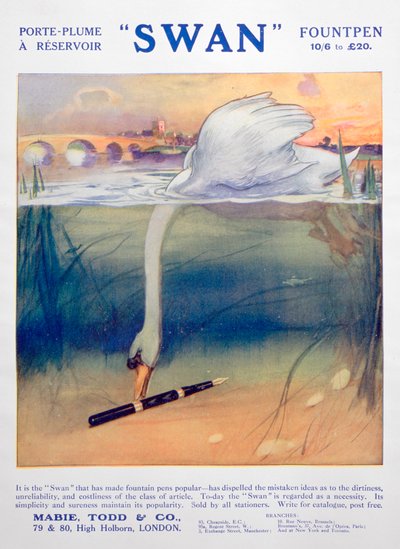 Swan dolma kalem reklamı, c1906 by Unbekannt
