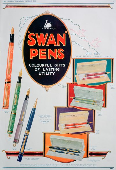 Swan kalemleri için reklam, 1928 by Unbekannt