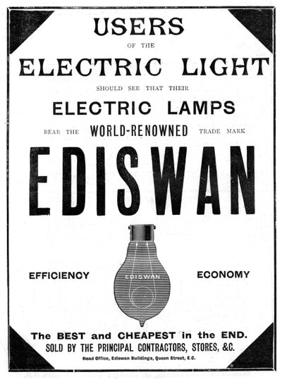 Ediswan akkor ampullerin reklamı, 1898 by Unbekannt