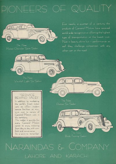 Naraindas & Company, motorlu araç tedarikçileri için reklam, 1936. by Unbekannt