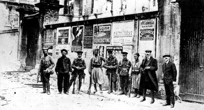 Afrikalı chasseur, iki Turcos ve üç İngiliz askeri, Soissons, Fransa, Birinci Dünya Savaşı, 1914 by Unbekannt