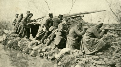 Yağmurlardan Sonra: Sırp Piyade...Sel sırasında, Birinci Dünya Savaşı, c1915, c1920. by Unbekannt