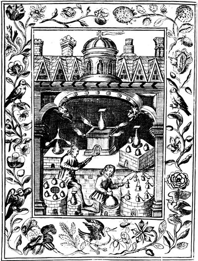 Çeşitli fırın ve kap biçimlerini gösteren simya laboratuvarı, 1652 by Unbekannt