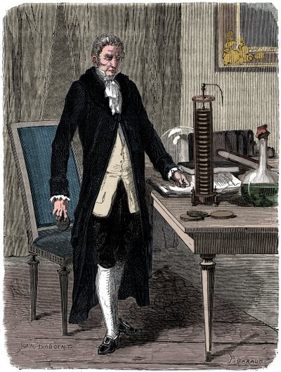 Alessandro Volta, İtalyan fizikçi, elektrik pili c1800 c1870