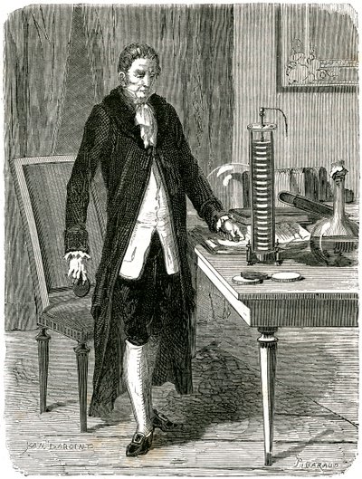 Alessandro Volta, İtalyan fizikçi, elektrik pili c1800 c1870