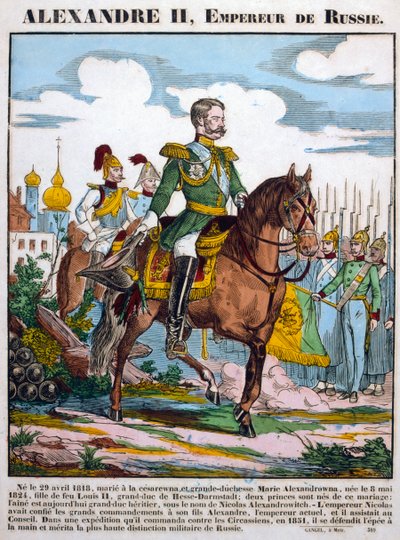 Alexander II, Rusya Çarı, birlikleri gözden geçiriyor, c1855 by Unbekannt