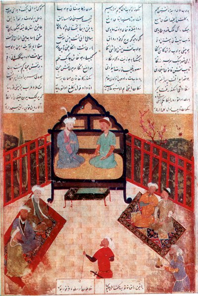 Büyük İskender bilge adamlar ve bilginlerle konuşuyor, MÖ 4. yy by Unbekannt