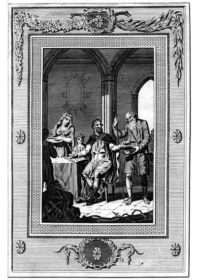 Büyük Alfred, somununu fakir bir hacı ile bölüyor, 9. yüzyıl, 1772 by Unbekannt