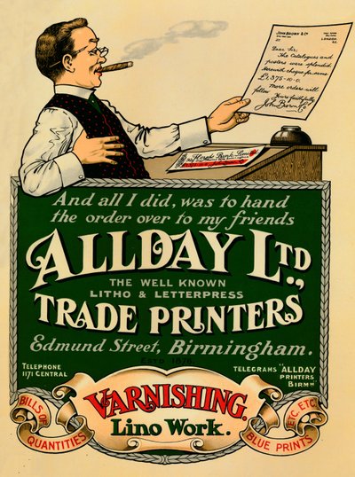 Allday Ltd., Ticari Yazıcılar reklamı, 1910 by Unbekannt