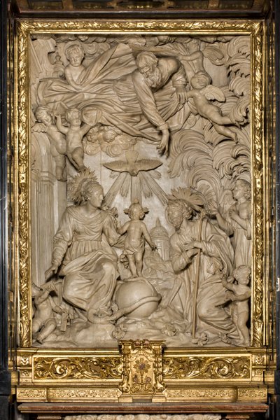 Aziz Joseph Sunağı veya Kutsal Aile Sunağı, Yüksek Rölyef, Giacomo Bertesi 1668, Santa Maria Assunta Katedrali, Katedral, Cremona, Lombardiya, İtalya (fotoğraf) by Unbekannt