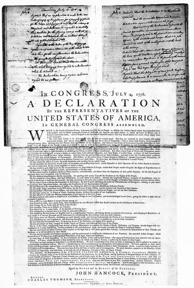 Amerikan Bağımsızlık Bildirgesi, 4 Temmuz 1776 by Unbekannt