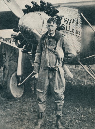 Amerikalı havacı Charles Lindbergh ve uçağı, Spirit of St Louis, c1927 c1937 by Unbekannt