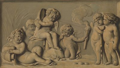 Amorini bir çift oynuyor, 1770-90. by Unbekannt