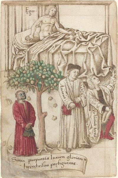 Hasta Adam, İyi Adam ve Cimri ile Mor Bir Maymun [fol. 36 derece], c. 15121515. by Unbekannt