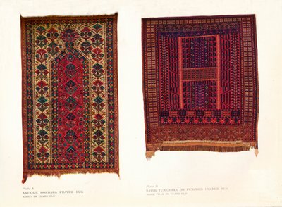 Antik Buhara seccade ve Sarik Turkoman veya Punjdeh seccade, c1920 by Unbekannt