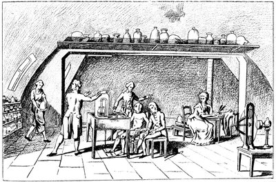Antoine Laurent Lavoisier, 18. yüzyıl Fransız kimyager, solunumu araştırıyor by Unbekannt