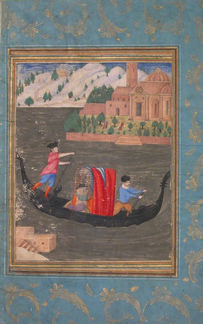 Bir Gondolda Üç Adamla Su Sahnesi, 16. yüzyılın sonu ile 17. yüzyılın başları. by Unbekannt