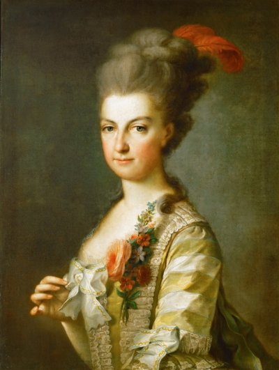 Arşidüşes Maria Christina 1742-1798, Teschen Düşesi, çizgili ipek elbiseli, yaklaşık 1766-1770 by Unbekannt