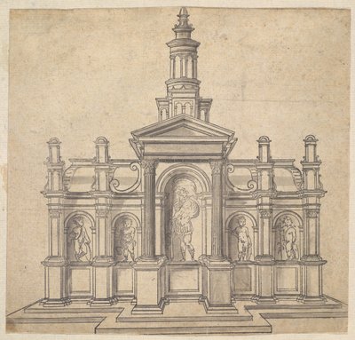 Bir Aziz ve Dört Putti ile Mimari Şekilli Çadır, ca. 1530-49. by Unbekannt