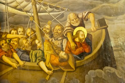Ermeni Apostolik Kilisesi; Duvar; fırtına; İsa, öğrencileriyle bir fırtına sırasında teknede; Bethlehem Kilisesi veya Bedkhem Kilisesi; Culfa bölgesi veya Jolfa; İsfahan; İran; Asya by Unbekannt