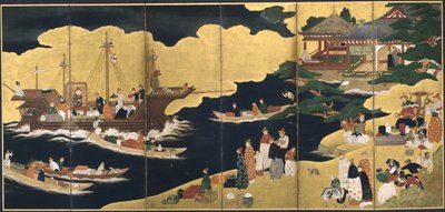 Portekiz gemisinin gelişi. Nanban ekranı, ca. 1600 by Unbekannt
