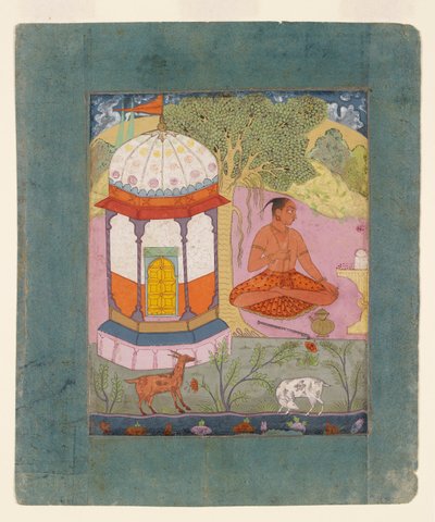 Bir manzarada münzevi, müzikal modu gösteren Bangali Ragini, c1675 by Unbekannt
