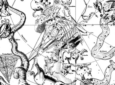 Güney takımyıldızı Argo Navis merkezli astronomik harita, 1742 by Unbekannt