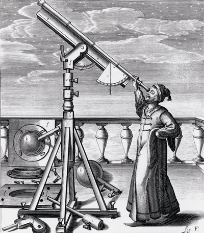 Gözlemci ile astronomik teleskop by Unbekannt