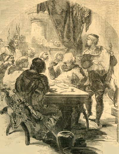 Harold tarafından verilen bir ziyafette, Normanların İstilası Haberini alır, c1890. by Unbekannt