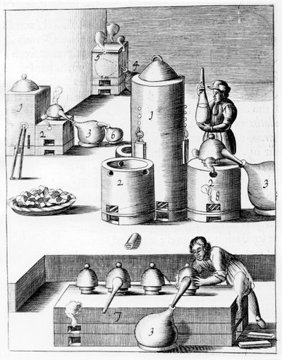 Athanor veya Slow Harry, sabit bir sıcaklığı koruyan kendi kendini besleyen bir fırın, 1683 by Unbekannt