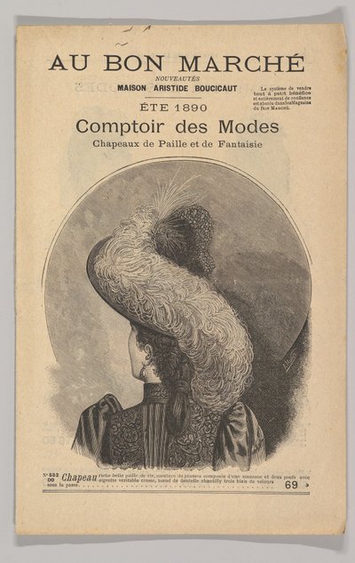 Au Bon Marché-Comptoir des Modes, Süslü Hasır Şapkalar, 1890 Yazı, 1890. by Unbekannt
