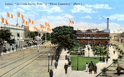 Avenida Saenz Pena ve Plaza Casanave, Callao, Peru, c1900s by Unbekannt