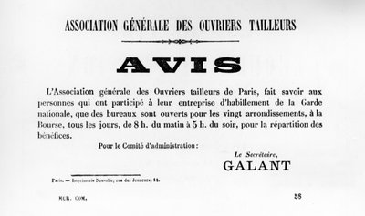 Avis, Paris Komünü