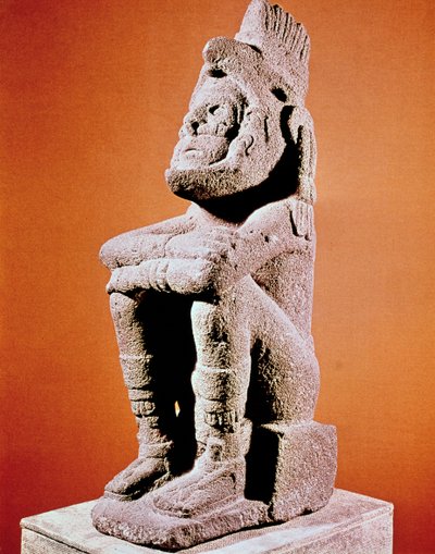Oturan bir erkek figürünün Aztek heykeli, c1375-1521 by Unbekannt
