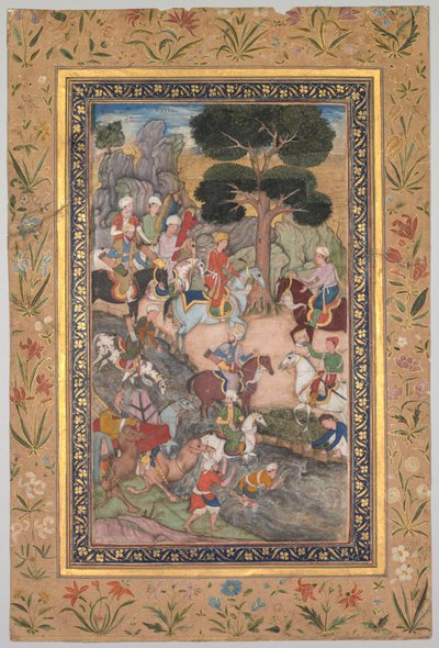 Babür'ün Kohik Nehri'nde Sultan Ali Mirza ile görüşmesi, bir Babur-nâme Babür Hatıraları'ndan, c. 159 by Unbekannt